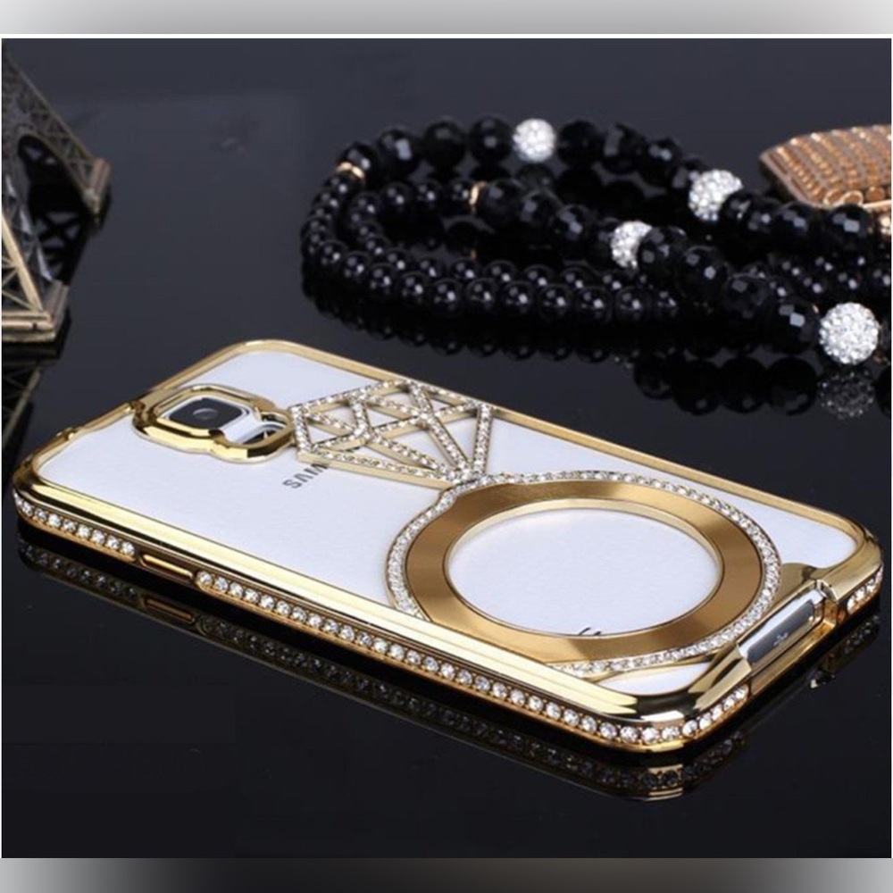 Samsung Galaxy S5 I9600 Diamond Crystals Rhinestone and Gold Case
